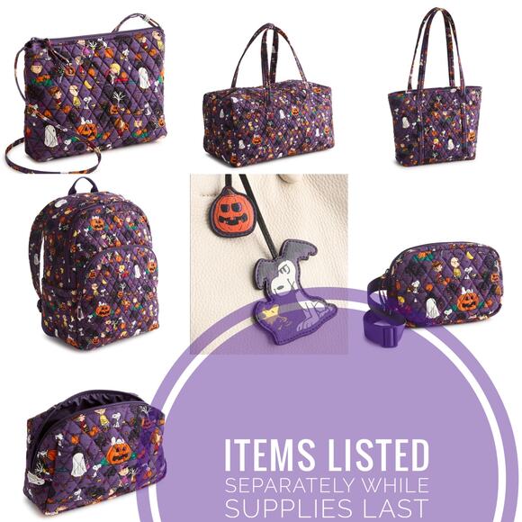 Vera Bradley Peanuts Snoopy Halloween Duffel Bag Travel Weekend Great Pumpkin - Picture 2 of 16